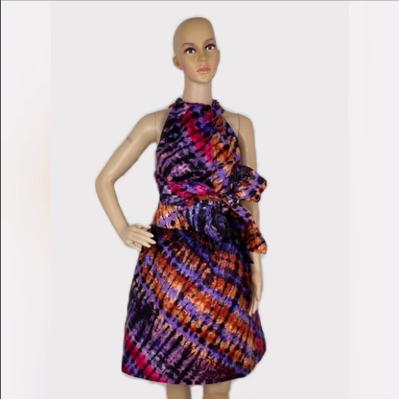 African Print Ankara Tie Dye Handmade Infinity Midi Dress - Picture 2 of 5